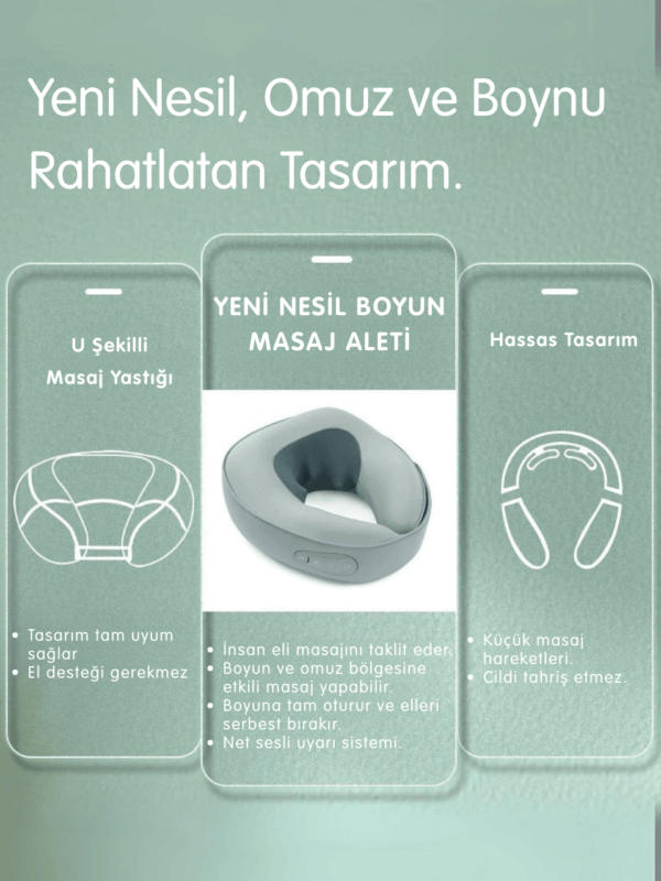 Pure ES Şarj Edilebilir U-Şekilli Isıtmalı Boyun Masaj Yastığı - Görsel 6