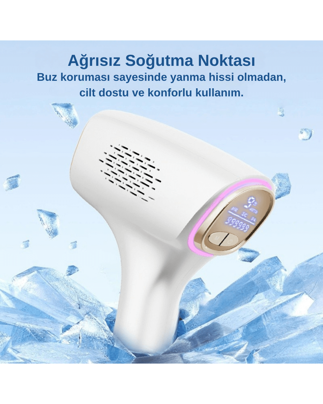 Pure ES IPL Buz Başlıklı Ağrısız Lazer Epilasyon Cihazı – Değiştirilebilir Çift Başlıklı, Cilt Dostu Teknoloji - Görsel 5