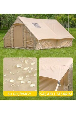 10-12 Kişilik Şişme Kamp Çadırı – 12 m² Geniş Alanlı, Su Geçirmez Oxford Kumaş